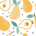 Doodle pear vector seamless pattern